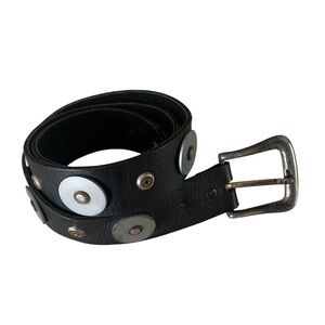 Brown Leather Belt with Metal Accents